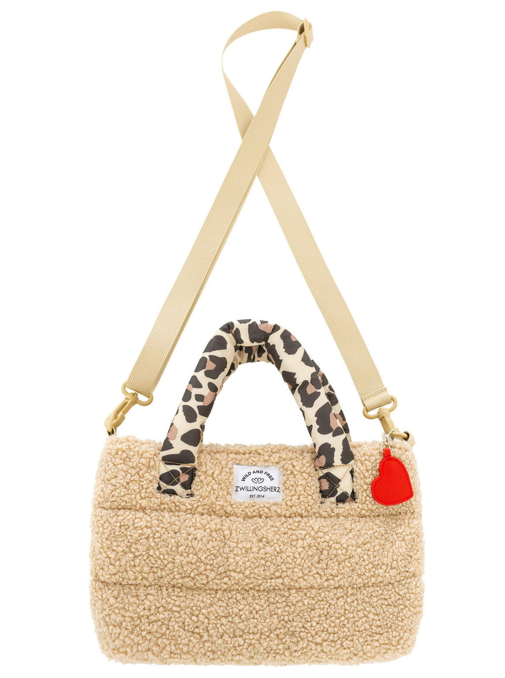 Teddy Tasche Leo Classic Beige – Zwillingsherz Damen Handtasche Reißverschluss Detail