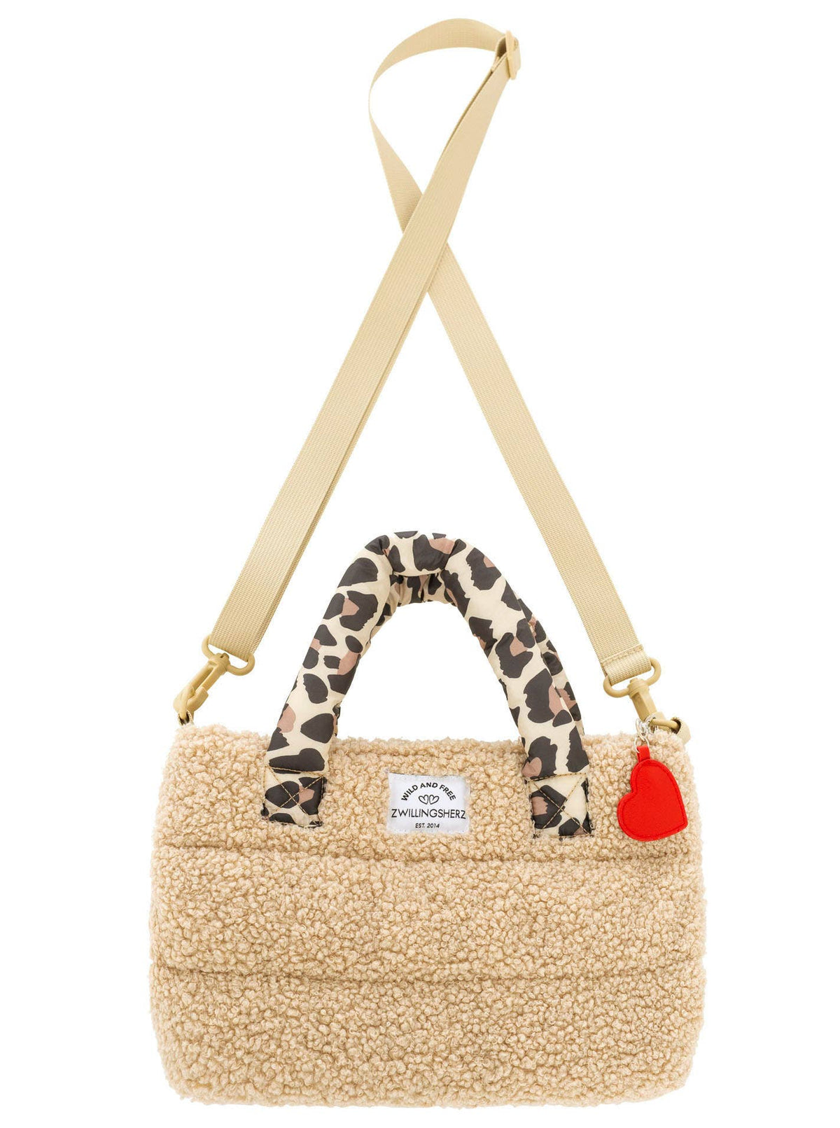 Teddy Tasche Leo Classic Beige – Zwillingsherz Damen Handtasche Reißverschluss Detail
