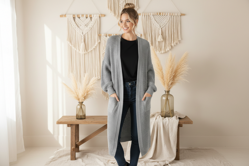 Damen Cardigan Lang – Modern & Zeitlos für Herbst & Winter