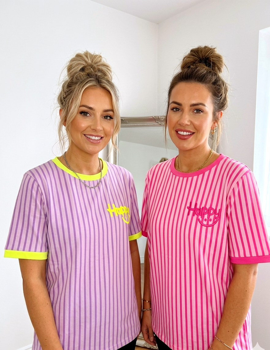 Gestreiftes Happy T-Shirt Damen | Ringer-Stil mit Smiley-Print | Gr. S-L
