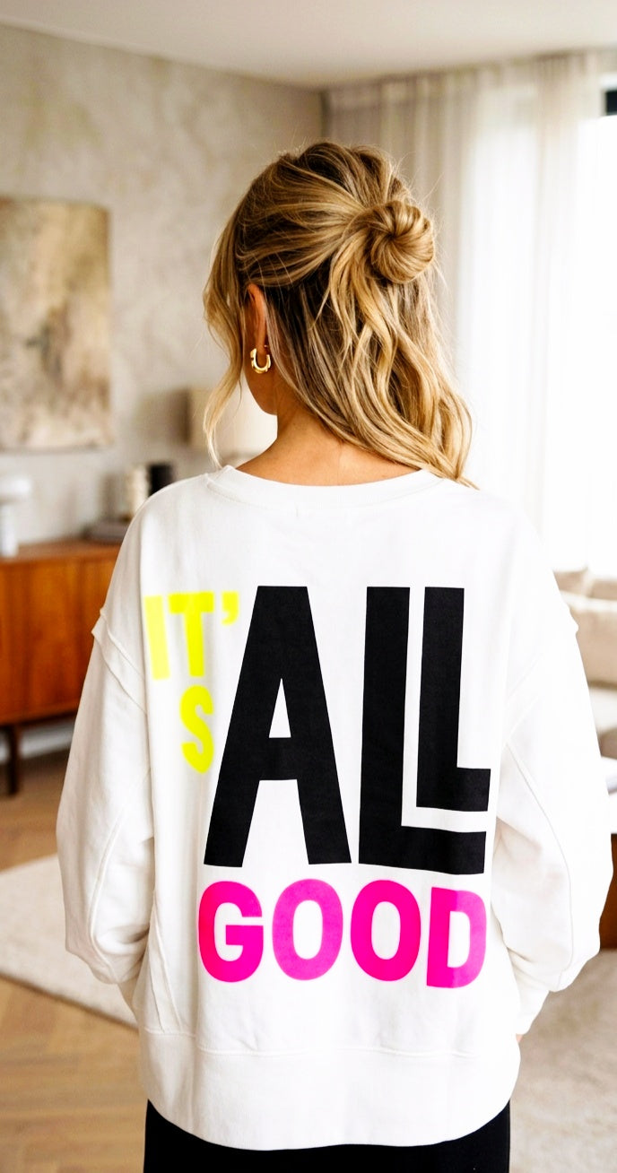 Oversize Hoodie – Cosy & Stylish | Weiß / Pink | Onesize S–XL
