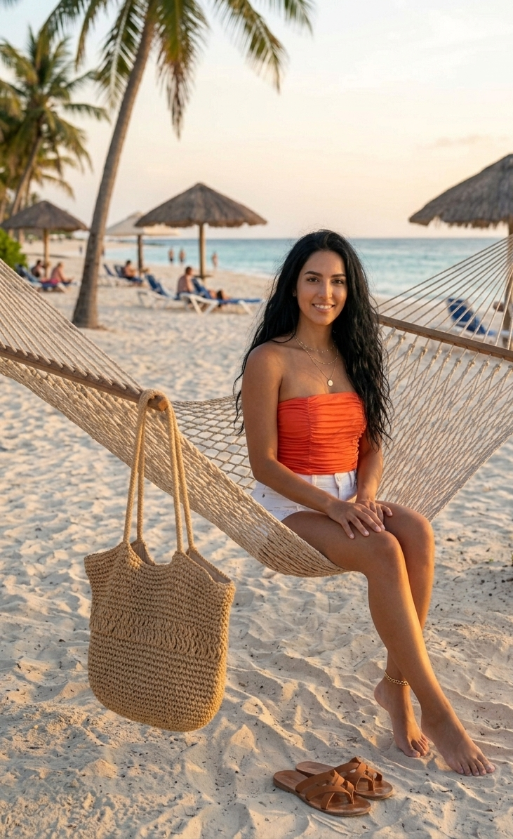 Bandeau Top Orange Gerafft – Trägerloses Sommer Oberteil Damen Gr. S