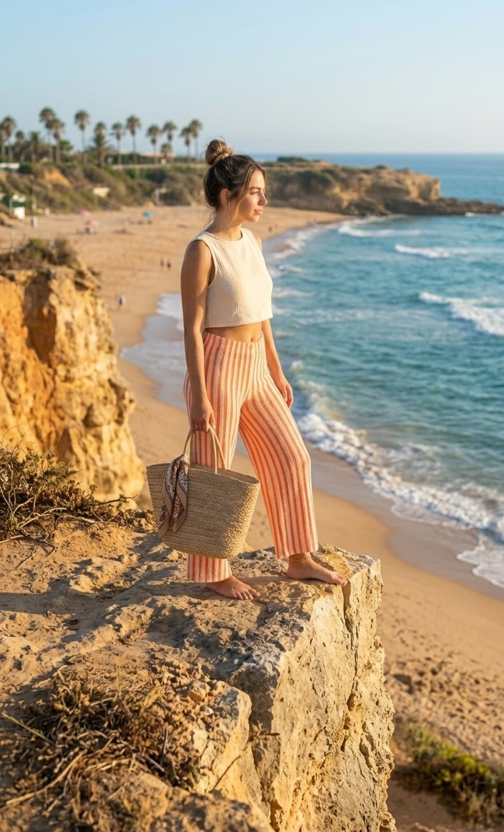 Damen Sommer Strickhose "Ibiza Breeze" | Wide Leg, Luftig & Bequem | One Size S-L | 2 Varianten