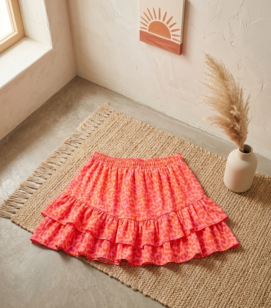 Volant-Hosenrock Leo-Print | Skort | Pink Orange | One Size S-M
