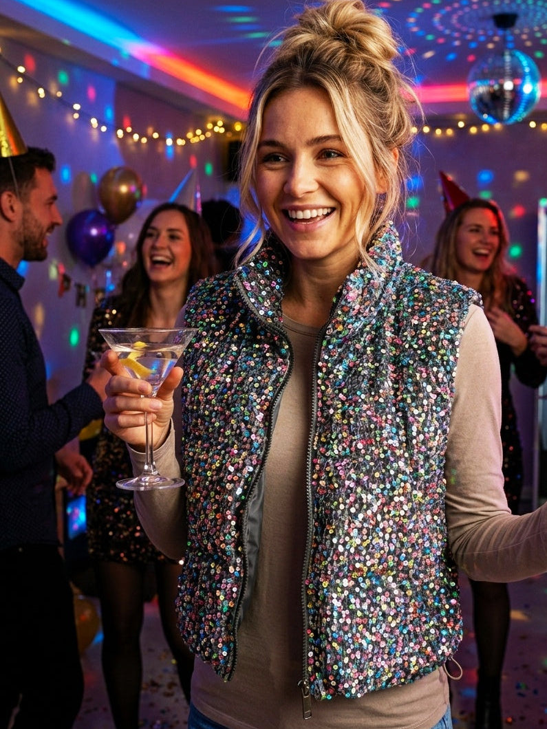 ✨ Pailletten-Weste – Dein Glam Statement für die Nacht