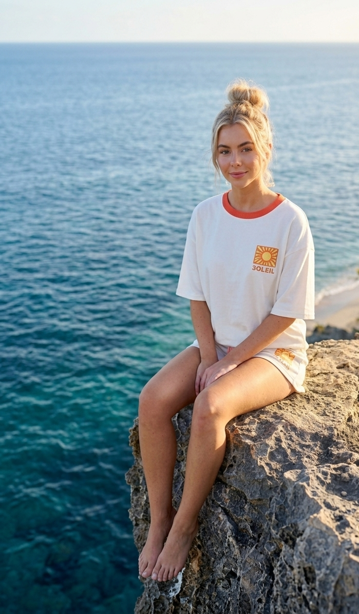 Sommer Lounge Set "IBIZA SOLEIL" | Oversize Shirt & Shorts | S-L | Hellblau Pink & Weiß Koralle