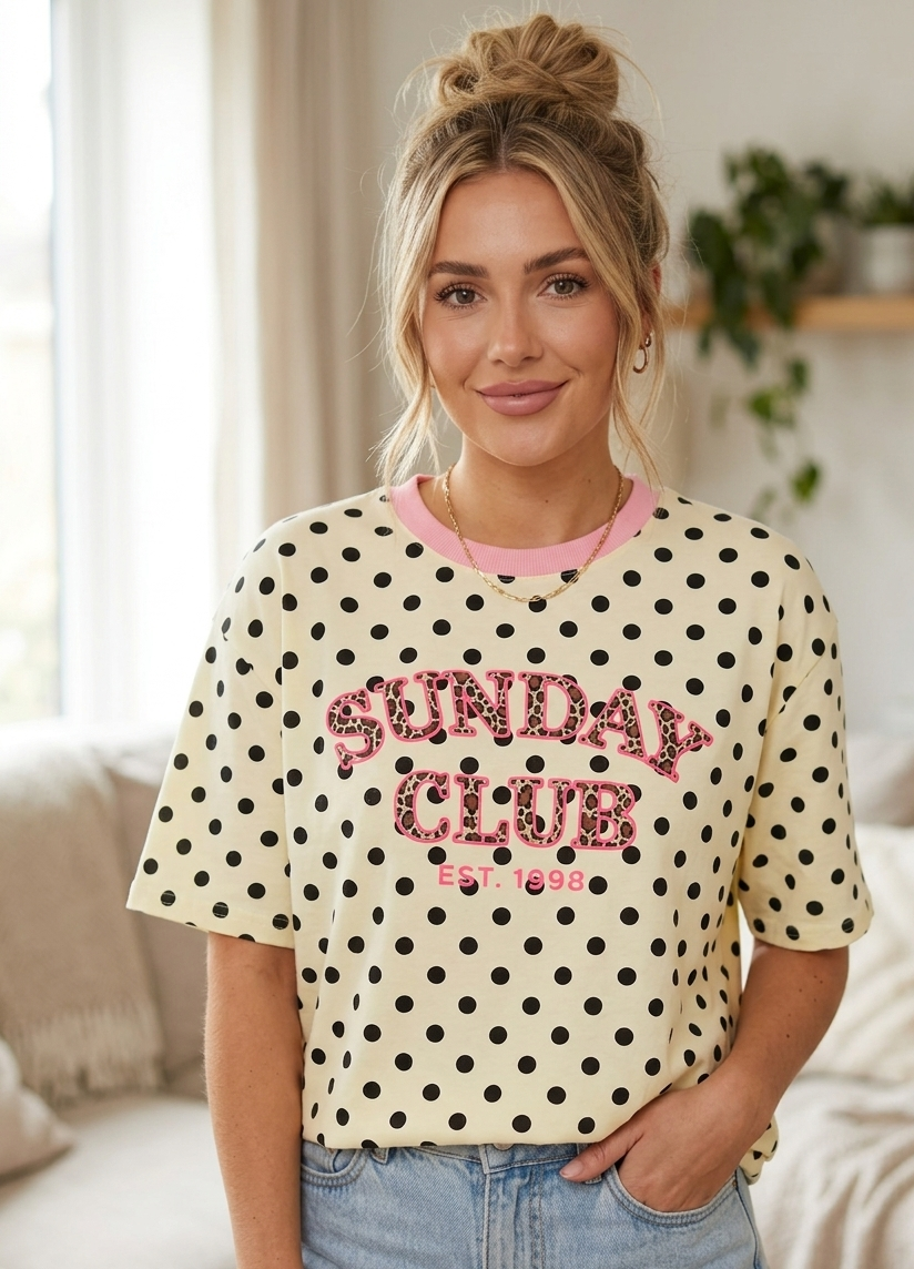 "Sunday Club" Oversize-Shirt – Polka-Dot & Leo-Print | Onesize S–L
