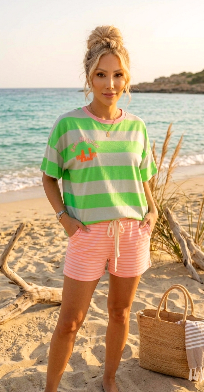 🌈 Neon-Streifen Oversize Shirt – Dein Summer Statement-Piece