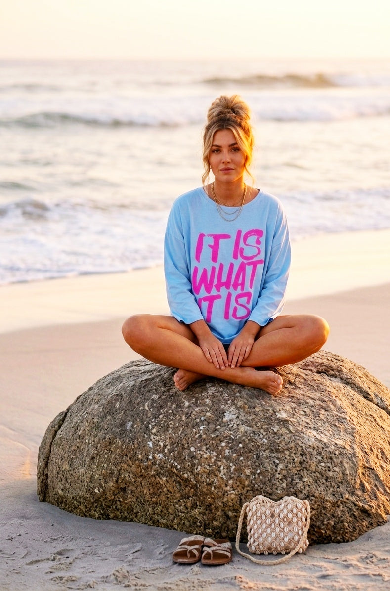 Oversize-Shirt „It is what it is“ – 3/4-Arm Statement Shirt
