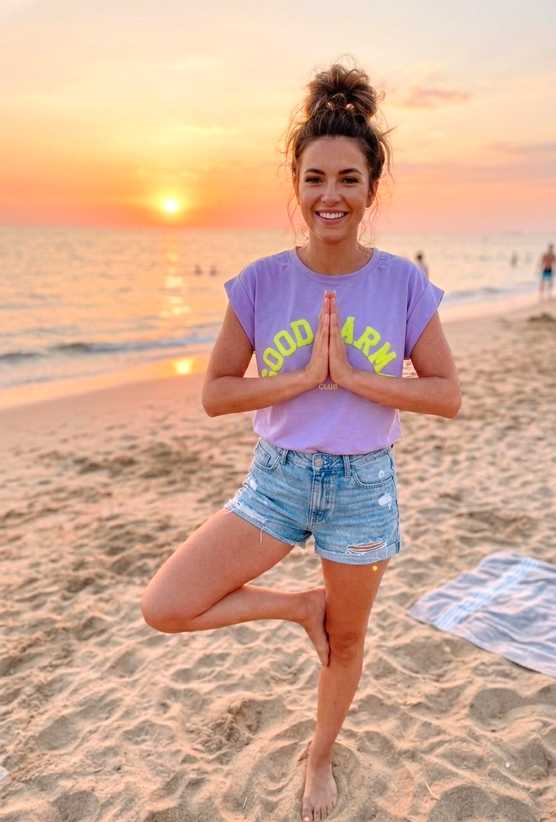 Statement T-Shirt Good Karma Club Damen | Sommer Shirt Gelb & Flieder
