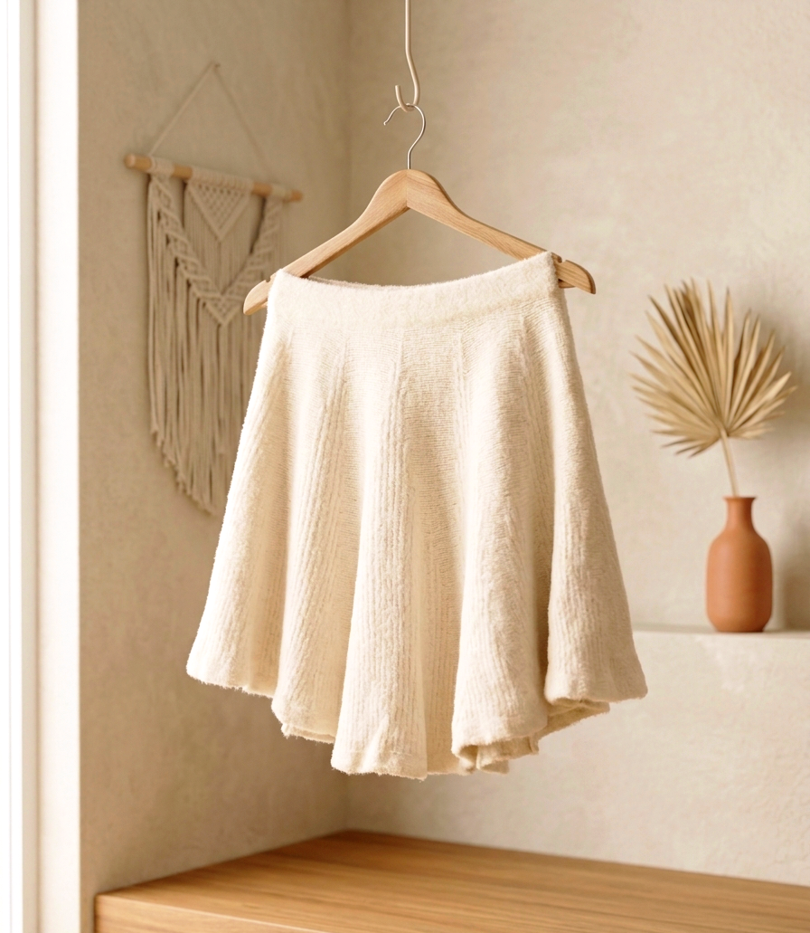 Ultra-Weicher Strickrock | Skater A-Linien | One Size S-L | Creme & Braun