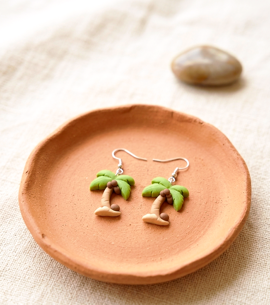 Palmen Ohrringe – Tropischer Sommer Schmuck aus Polymer Clay