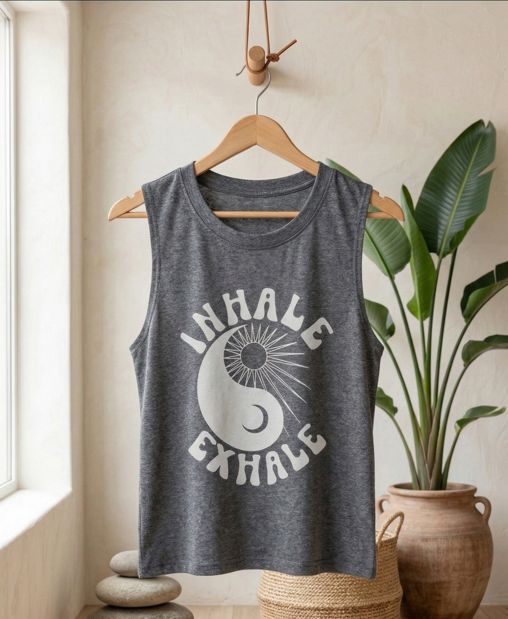 Yoga Tank Top Damen Inhale Exhale – Achtsamkeit & Flow | Spirituelles Fitness Shirt
