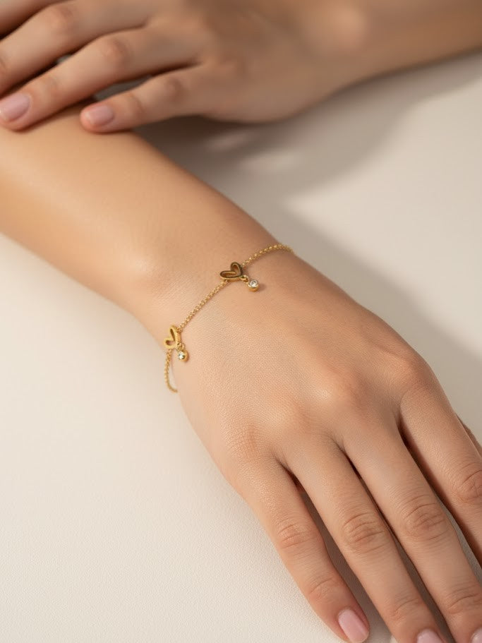 Damen,Armband,Herzen,Gold,Edelstahl,Glitzersteinchen,modern,schön
