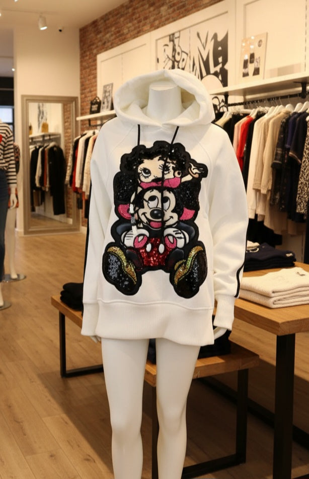 Damen Mickey Mouse Hoodie mit Glitzer – Glamourös & Sportlich