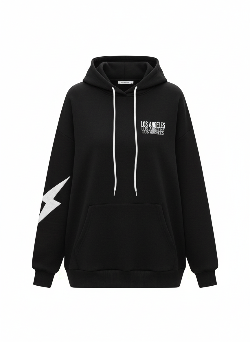Damen L.A. Blitz Hoodie – Urban Streetstyle in Schwarz & Weiß