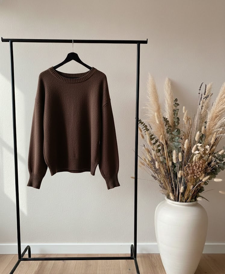 Relaxed Fit Rundhals-Pullover