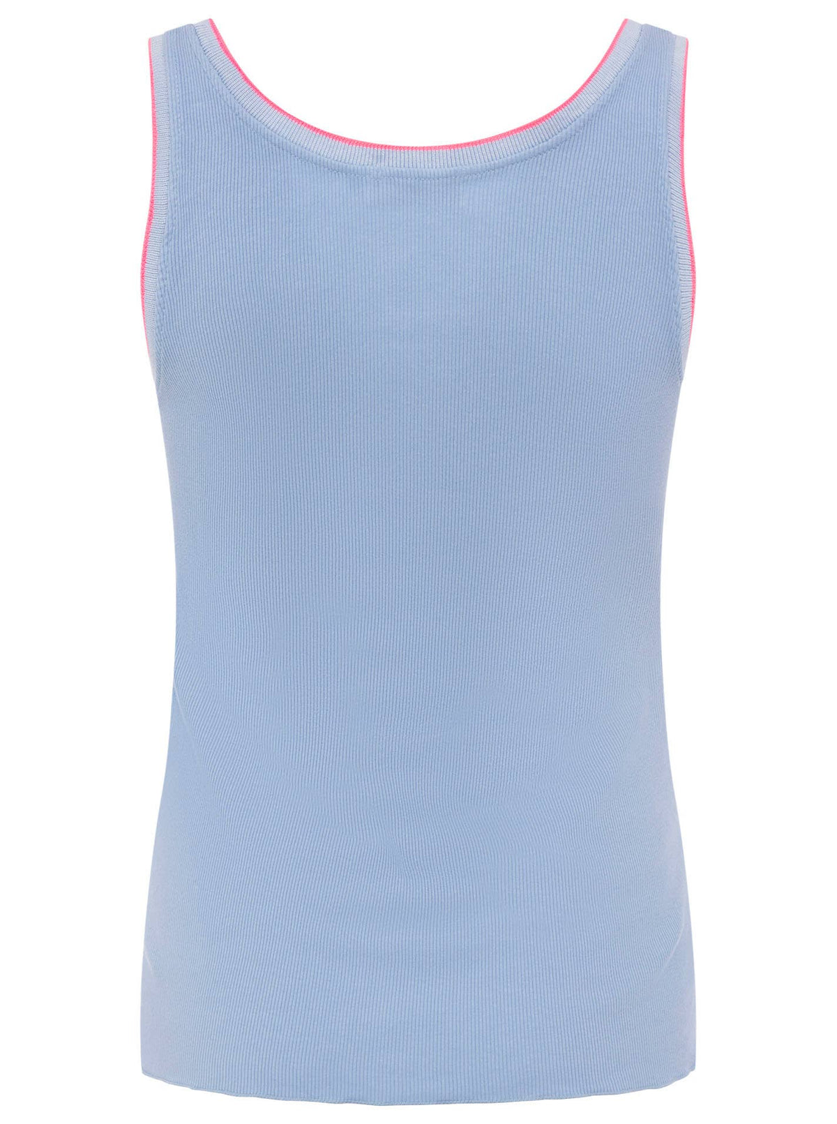 Tanktop Neon Blau – Detailansicht Stoff, Baumwoll-Elastan-Mix, weich und formstabil