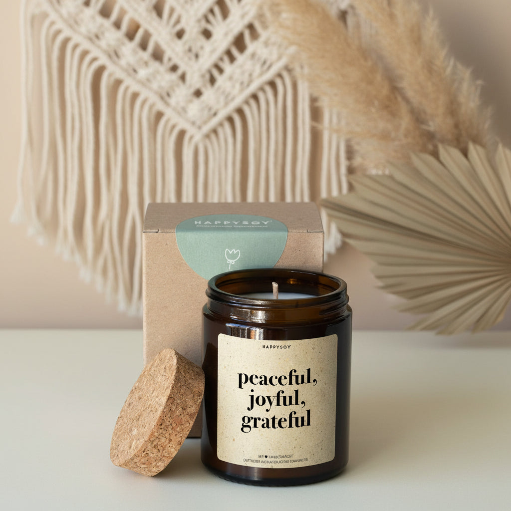 Duftkerze Peaceful Joyful Grateful – Yoga & Meditation Kerze | Soja Duftkerze