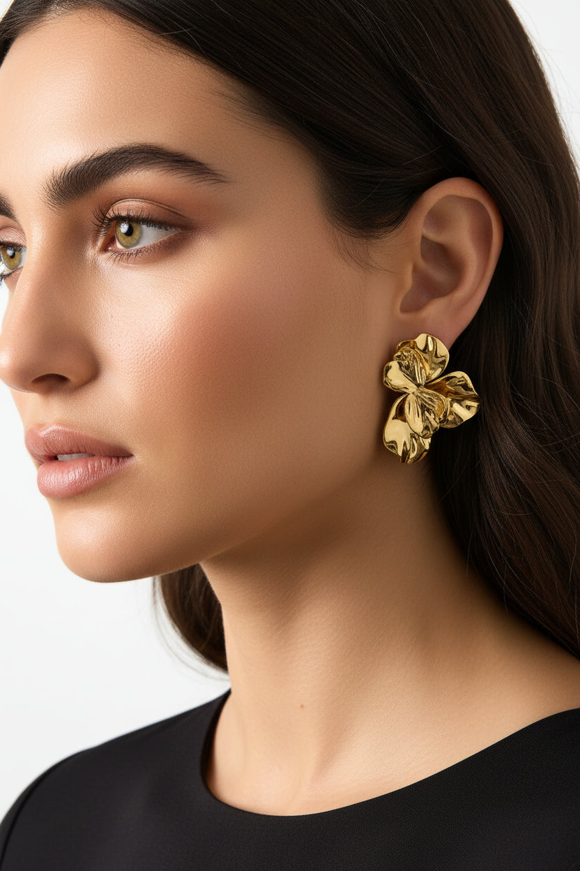 Half flower statement earrings