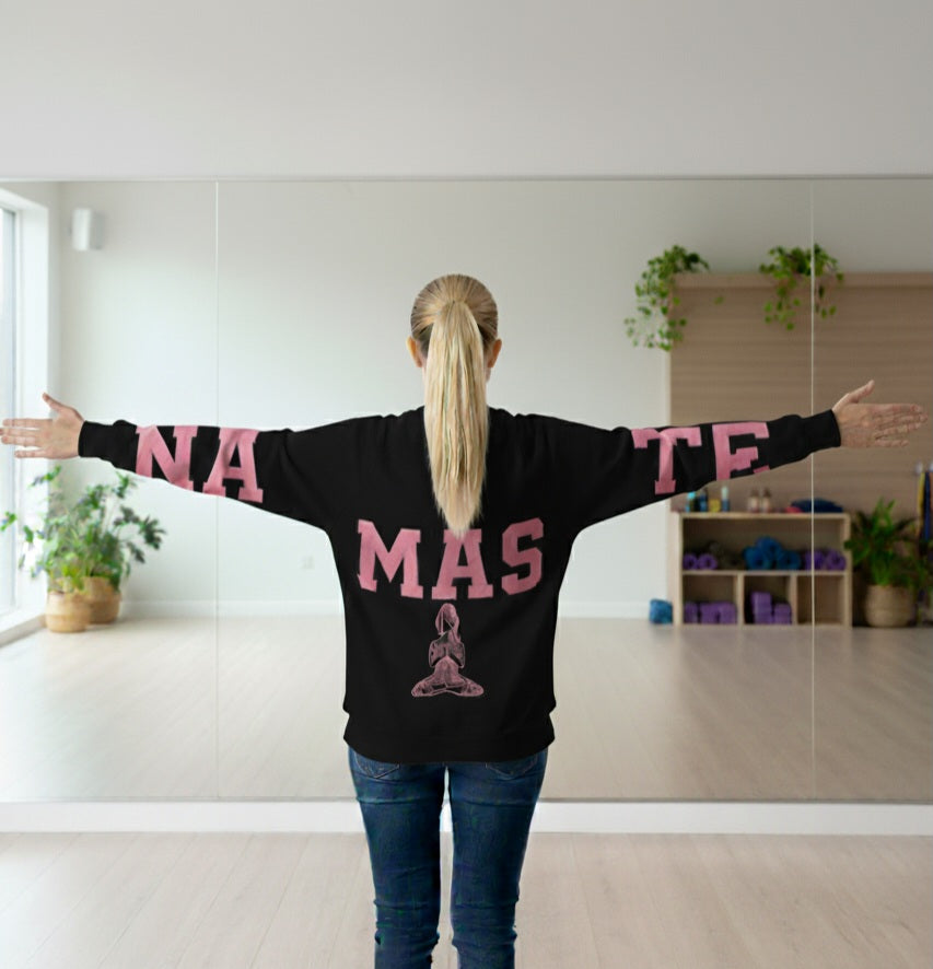 Women's, Namaste, sweater, autumn, winter, hood, hoodie, cozy, lettering, modern, black, brown, pink