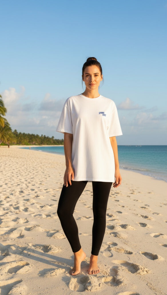 T-shirt femme, coupe oversize, coton, élégant, moderne, à motifs, idéal pour l'été, le printemps, respirant, ample et décontracté, parfait pour les vacances