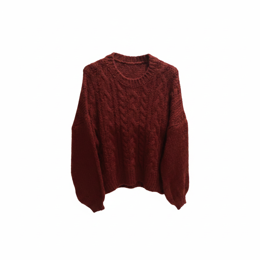 GMC-Freisteller roter Zopfpullover
