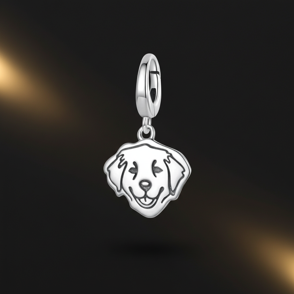 925 Sterling Silber Schnauzer Anhänger - Premium Dark Luxe