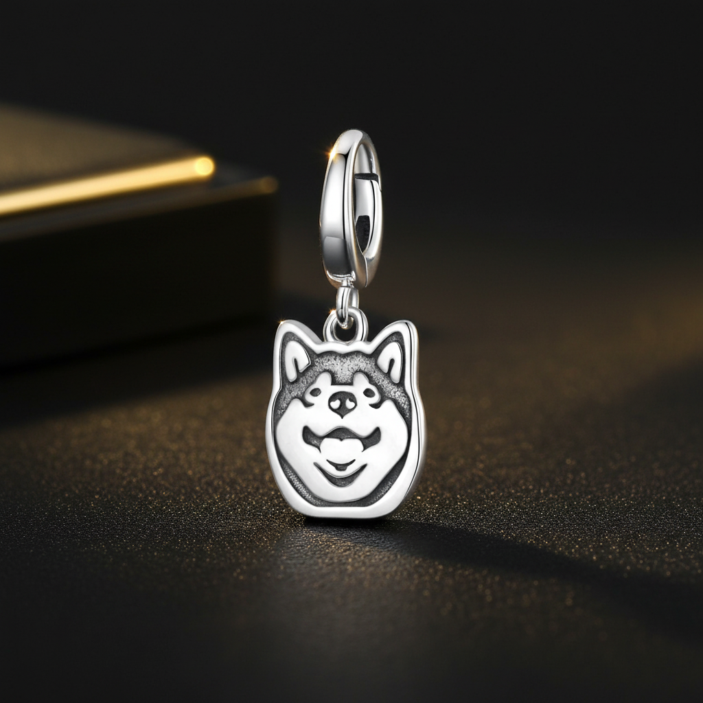 925 Sterling Silber Schnauzer Anhänger - Premium Dark Luxe