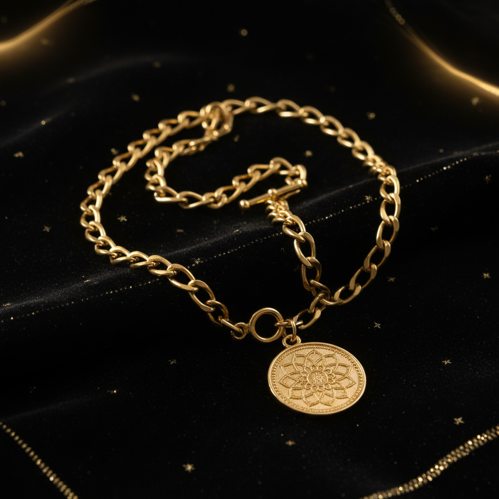 Vintage Münz-Halskette auf schwarzem Samt