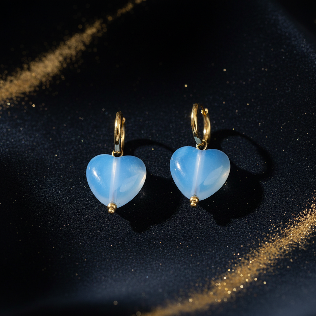 Bunte Herz-Ohrringe Farbvariante auf elegantem Hintergrund