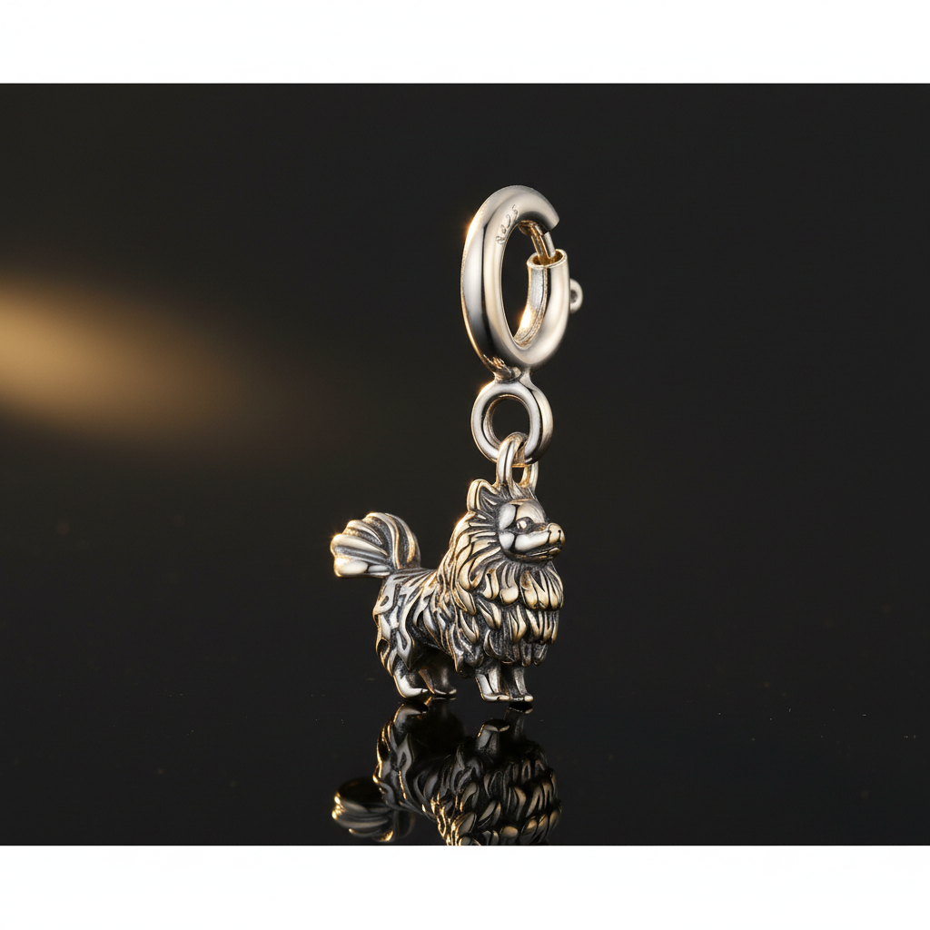 925 Sterling Silber Schnauzer Anhänger - Premium Dark Luxe
