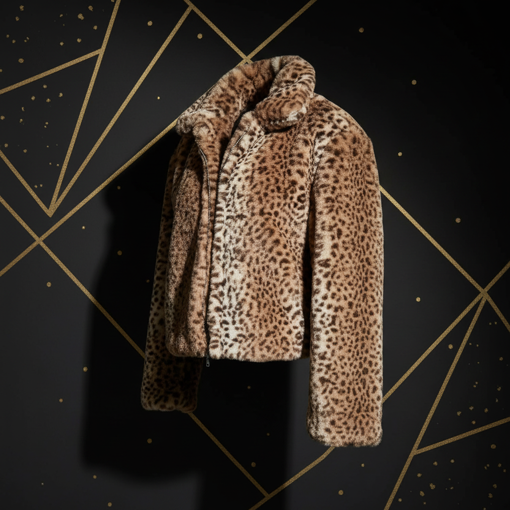 Leopard Print Jacke Beige - Seitenansicht