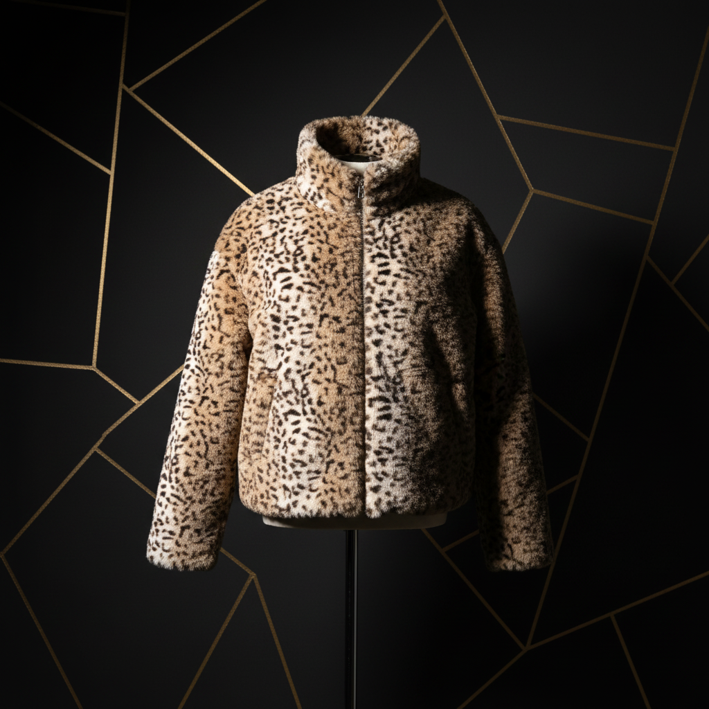 Leopard Print Jacke Beige - Hauptansicht