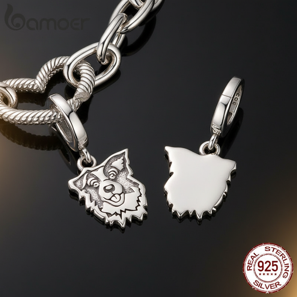 925 Sterling Silber Schnauzer Anhänger - Premium Dark Luxe