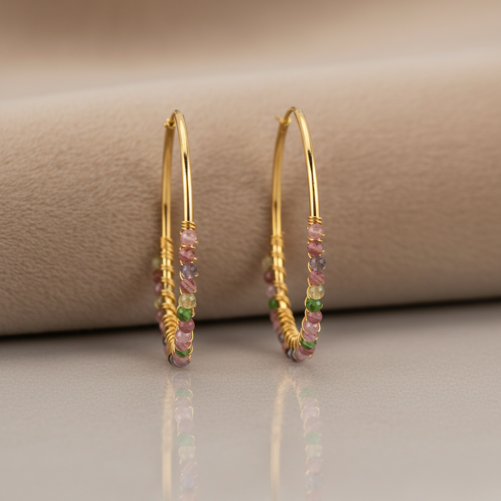 Elegante Mondstein Creolen