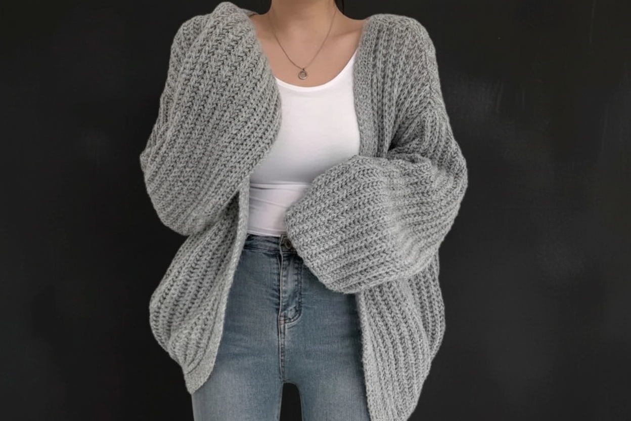 Oversize Strickcardigan Damen Dark-Luxe