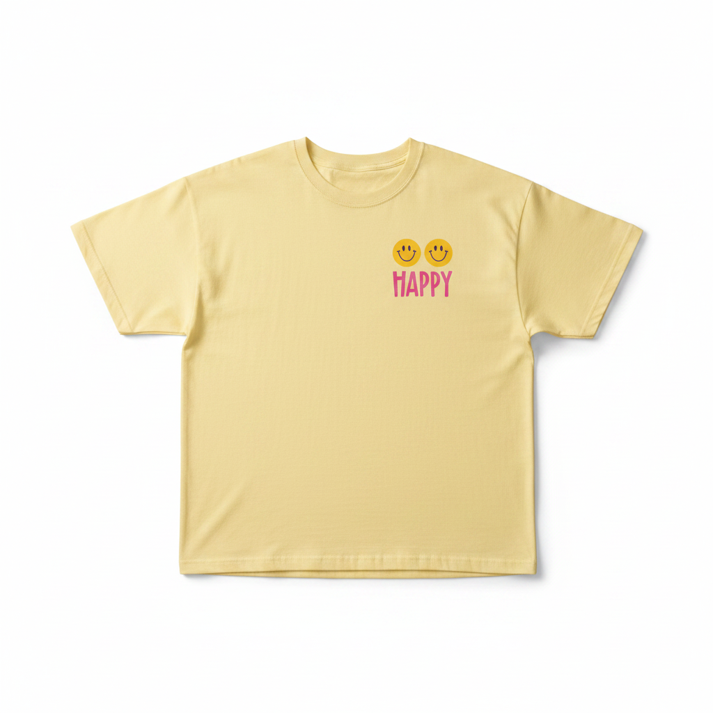 Happy Oversized Shirt Gelb – Freisteller weißer Hintergrund – GMC
