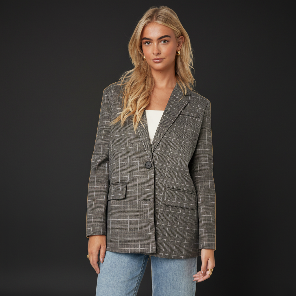 Damen Anzug-Set Polyester Karomuster - Dark Luxe Style