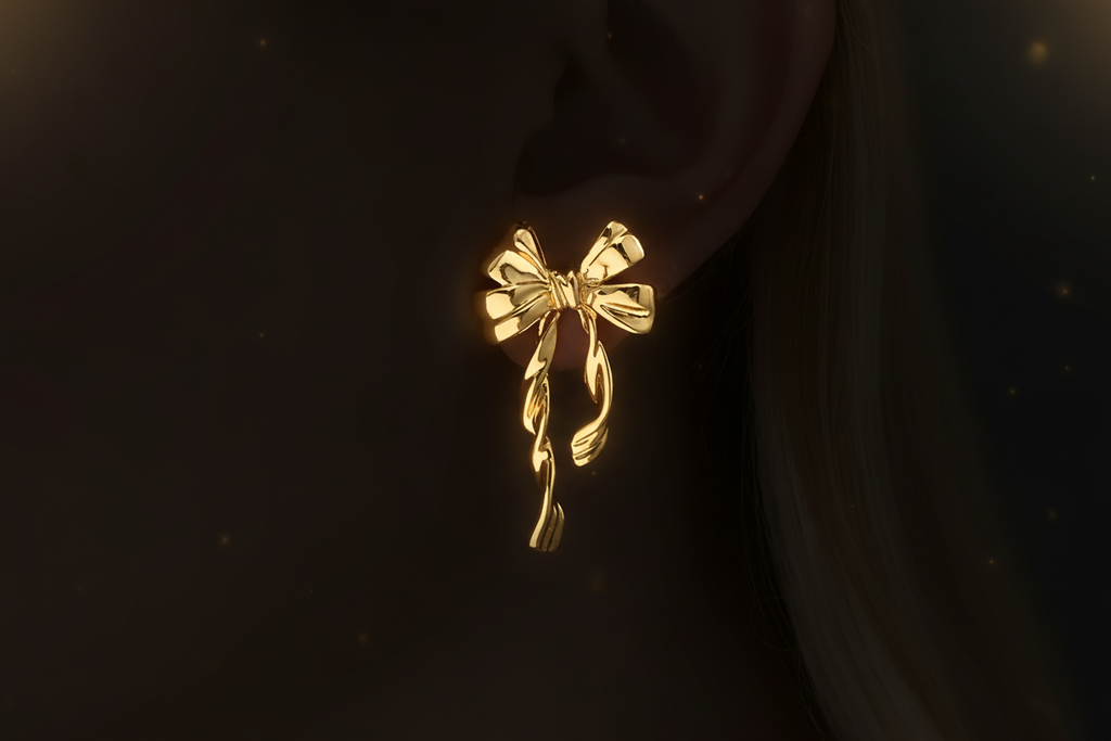 Gold Schleifenknoten Ohrstecker - Dark Luxe