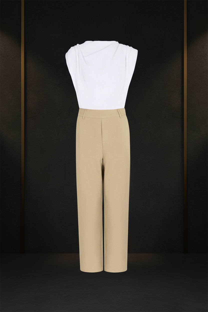 Jumpsuit Dune Chic Beige - Dark Luxe Editorial Style