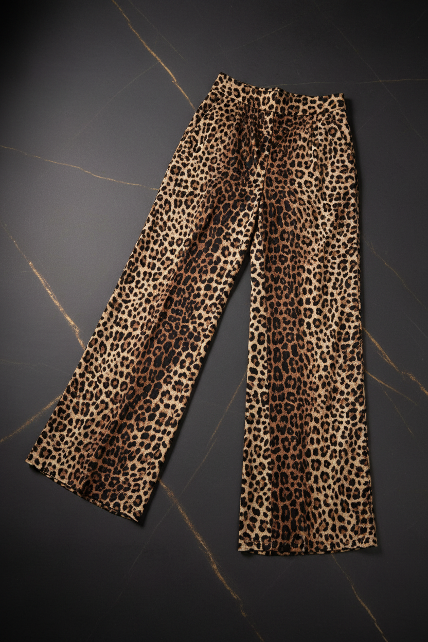 Wide Leg Leoparden Hose mit Premium Hintergrund