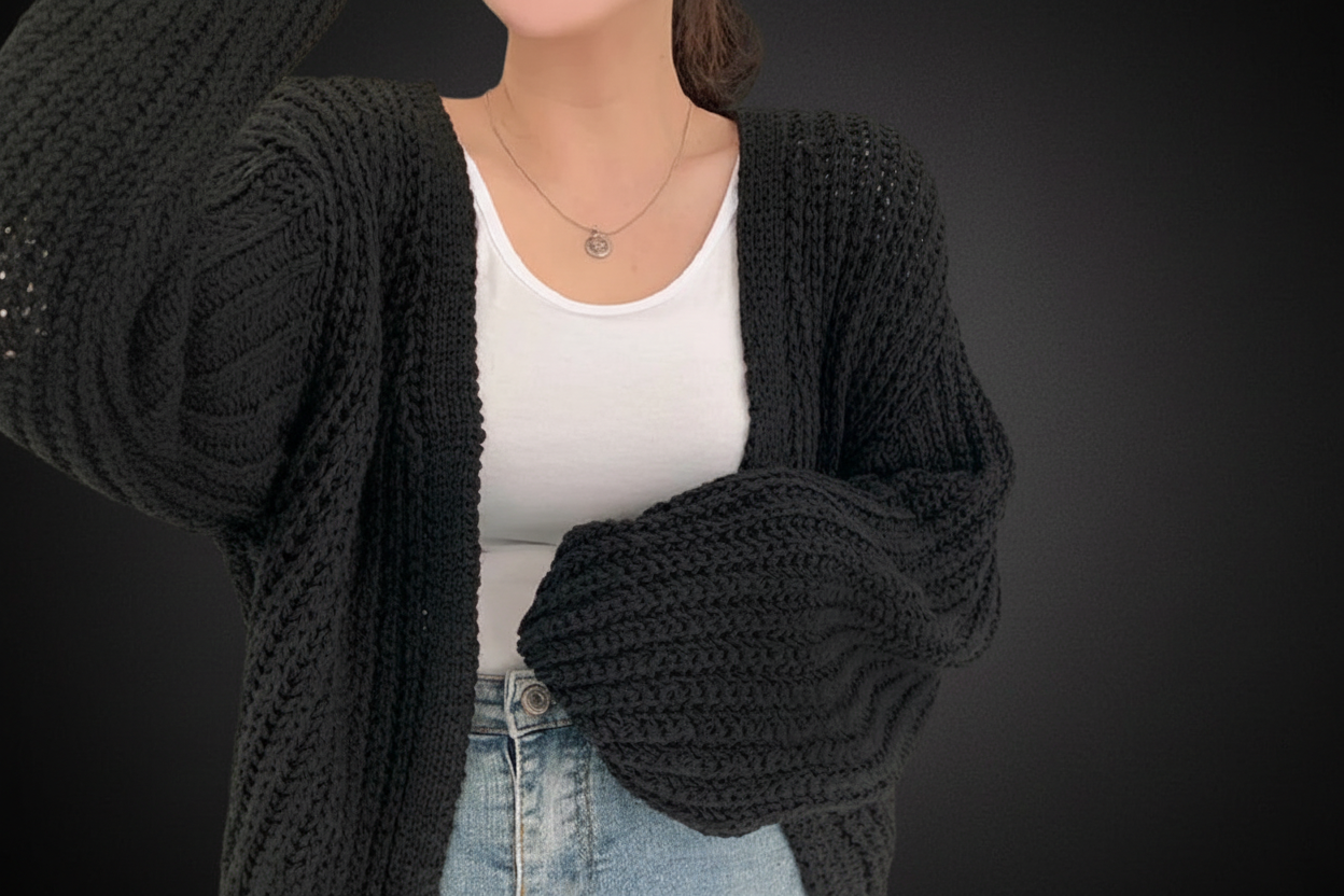 Oversize Strickcardigan Damen Dark-Luxe