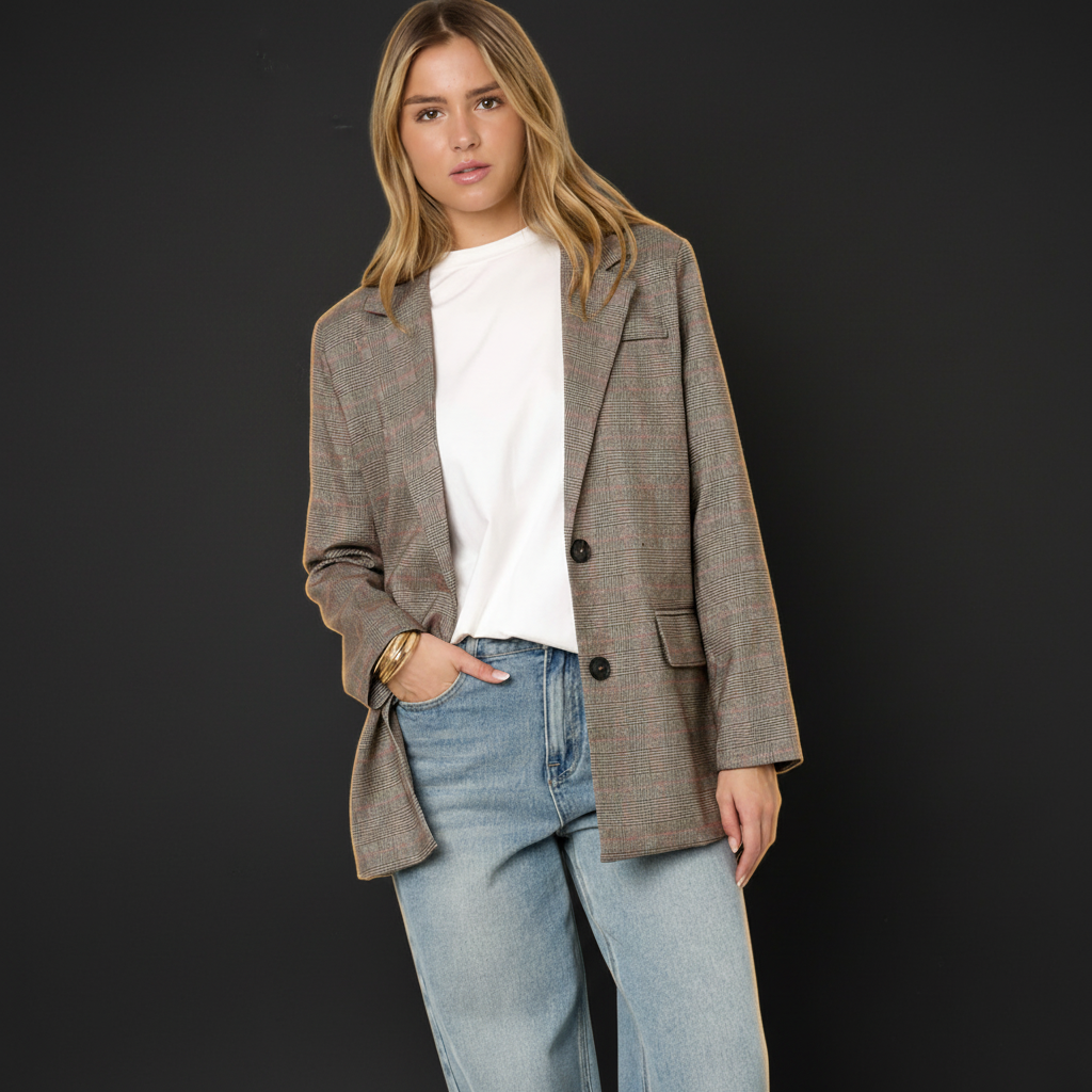 Damen Anzug-Set Polyester Karomuster - Dark Luxe Style