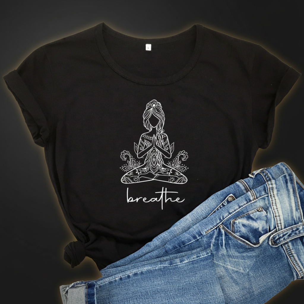 Breathe Meditation T-Shirt - Premium Dark Luxe