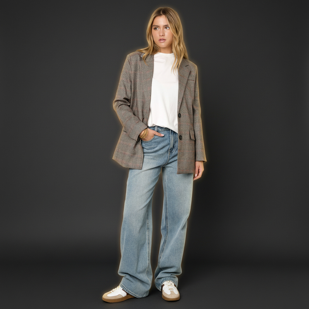 Damen Anzug-Set Polyester Karomuster - Dark Luxe Style