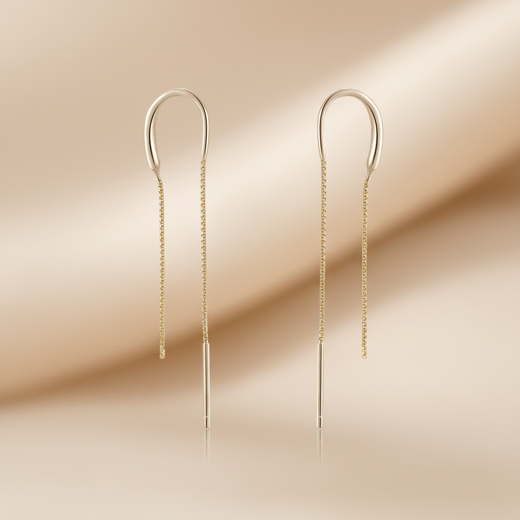 Sterling Silber Gold Ohrringe Nahaufnahme