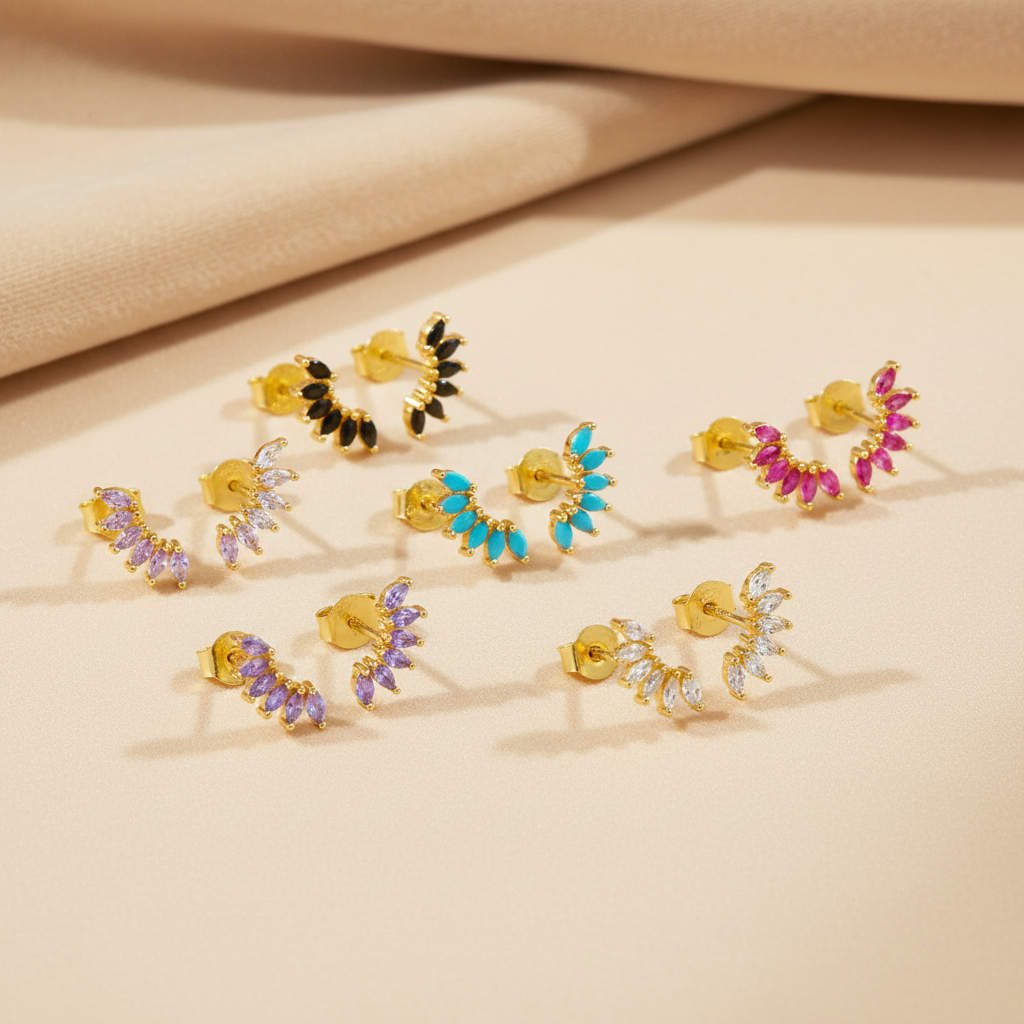 Bunte Gold Ohrstecker Detail