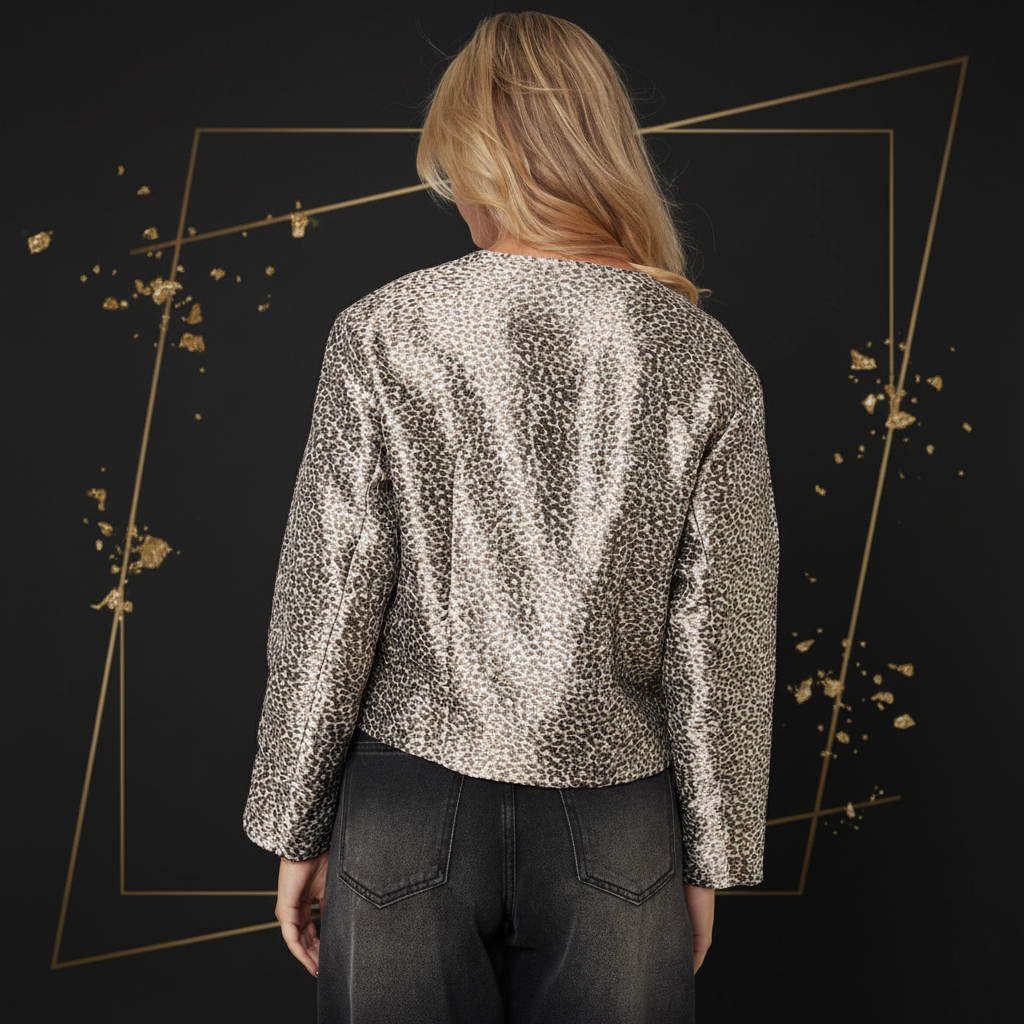 Elegante Damen-Jacke Blumendruck - Dark Luxe Aesthetic