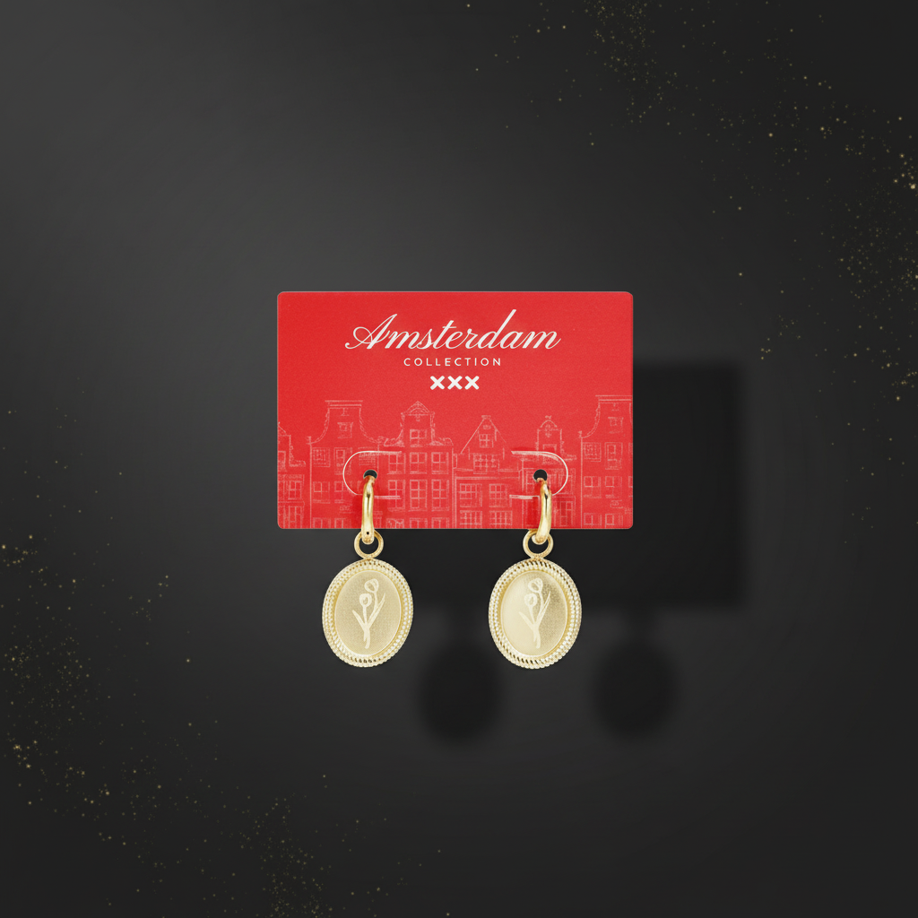 Tulip Blossom Edelstahl Ohrringe Silber mit Premium Hintergrund